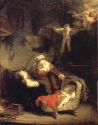 The Holy Family with Angels REMBRANDT Harmenszoon van Rijn